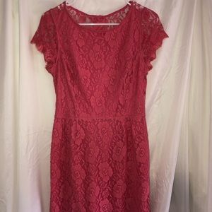PINK FLORAL LACY HOMECOMING DRESS